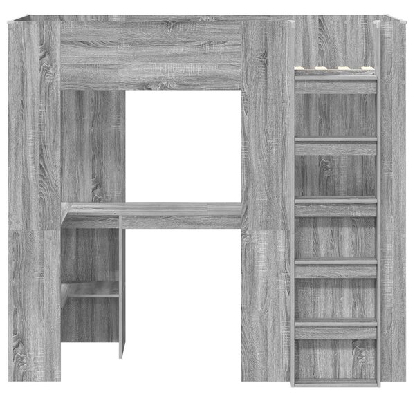 Okvir kreveta na kat s stolom Siva Sonoma 75 x 190 cm - Siva / 75 x 190 cm
