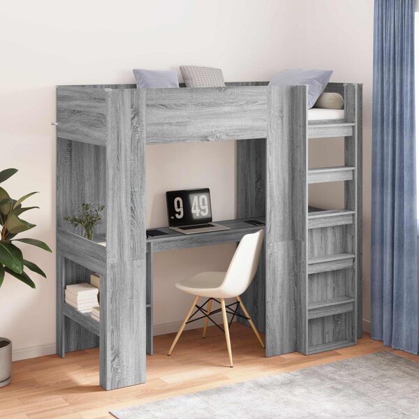 Okvir kreveta na kat s stolom Siva Sonoma 75 x 190 cm - Siva / 75 x 190 cm