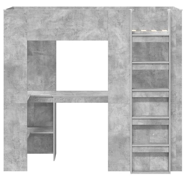 Okvir kreveta na kat s stolom Betonski sivi 75 x 190 cm - Siva / 75 x 190 cm