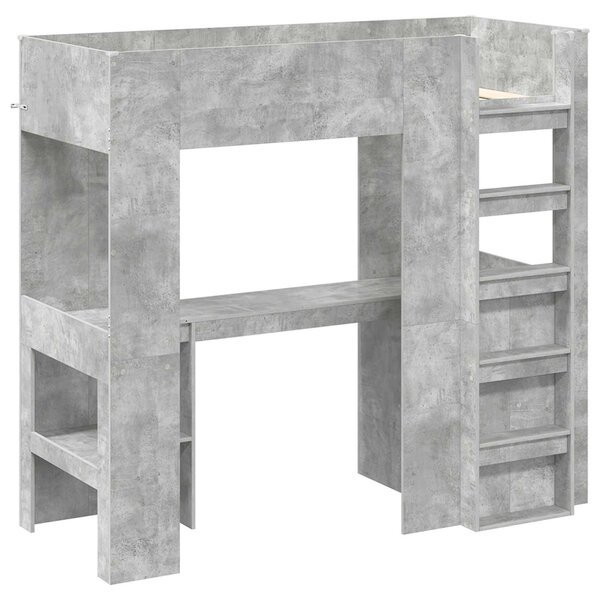 Okvir kreveta na kat s stolom Betonski sivi 75 x 190 cm - Siva / 75 x 190 cm