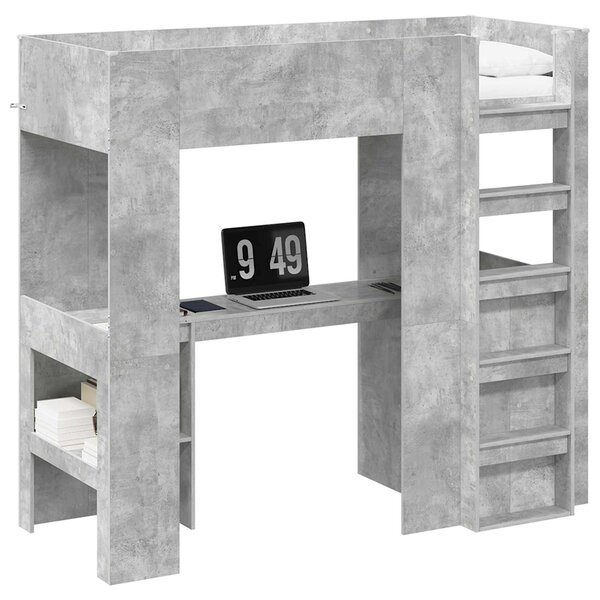 Okvir kreveta na kat s stolom Betonski sivi 75 x 190 cm - Siva / 75 x 190 cm