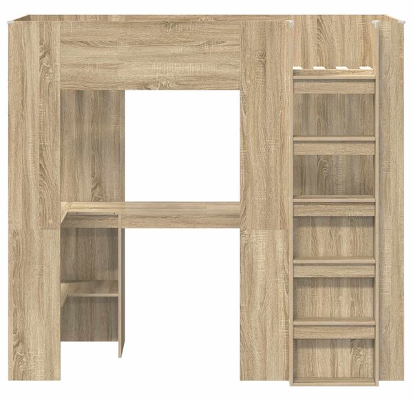 Okvir kreveta na kat s stolom Sonoma hrast 75 x 190 cm - Smeđa / 75 x 190 cm