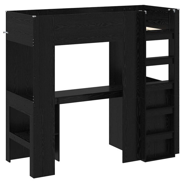 Okvir kreveta na kat s stolom s pohranom Crni hrast 75 x 190 cm - Crna / 75 x 190 cm