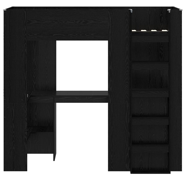 Okvir kreveta na kat s stolom s pohranom Crni hrast 75 x 190 cm - Crna / 75 x 190 cm