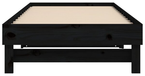 Dnevni ležaj na izvlačenje crni 2x(90x200) cm masivna borovina - Crna / 2x (90 x 200) cm