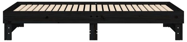 Dnevni ležaj na izvlačenje crni 2x(90x200) cm masivna borovina - Crna / 2x (90 x 200) cm