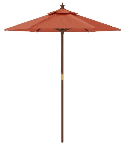 Vrtni suncobran s drvenim stupom terakota 196 x 231 cm - Smeđa / N/A