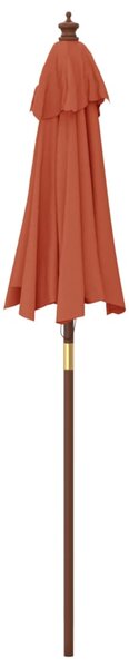 Vrtni suncobran s drvenim stupom terakota 196 x 231 cm - Smeđa / N/A