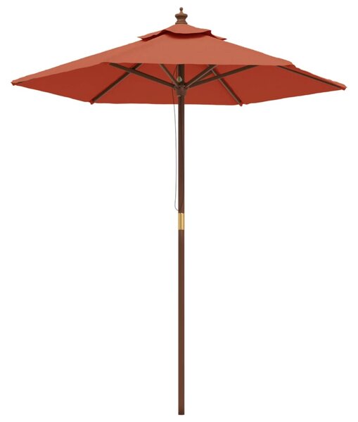 Vrtni suncobran s drvenim stupom terakota 196 x 231 cm - Smeđa / N/A