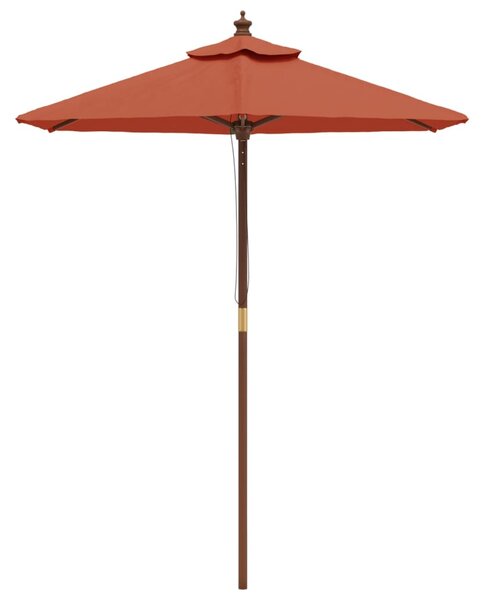Vrtni suncobran s drvenim stupom terakota 196 x 231 cm - Smeđa / N/A
