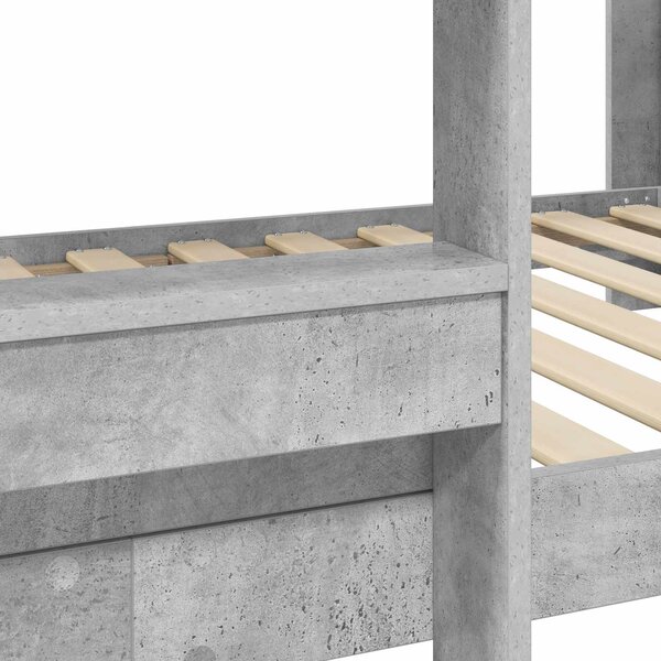 Krevet na kat za djecu Betonski sivi 90 x 200 cm - Siva / 90 x 200 cm