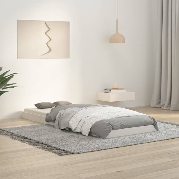 Okvir kreveta bijeli 75 x 190 cm mali od masivne borovine - Bijela / 75 x 190 cm