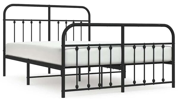 Metalni okvir kreveta uzglavlje i podnožje crni 135x190 cm - Crna / 135 x 190 cm