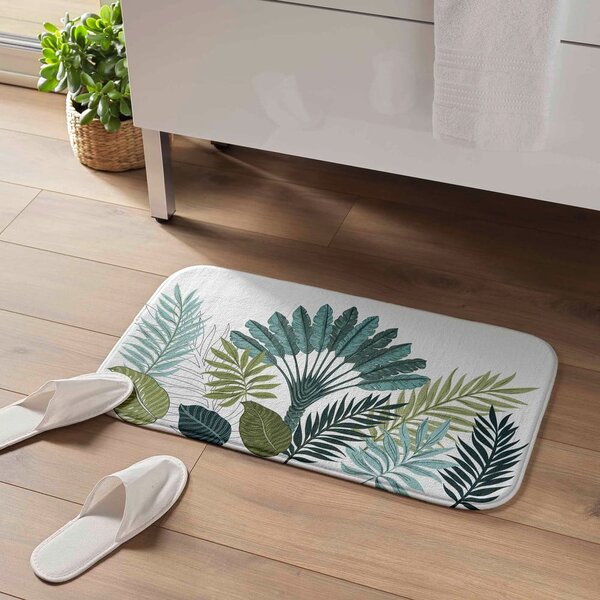 Bijela/zelena kupaonska prostirka 45x75 cm Panazio – douceur d'intérieur