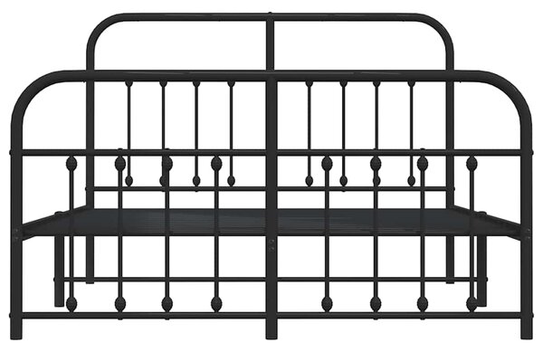 Metalni okvir kreveta uzglavlje i podnožje crni 135x190 cm - Crna / 135 x 190 cm