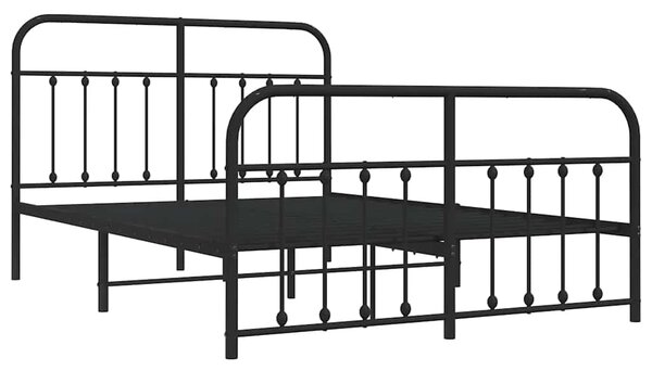 Metalni okvir kreveta uzglavlje i podnožje crni 135x190 cm - Crna / 135 x 190 cm