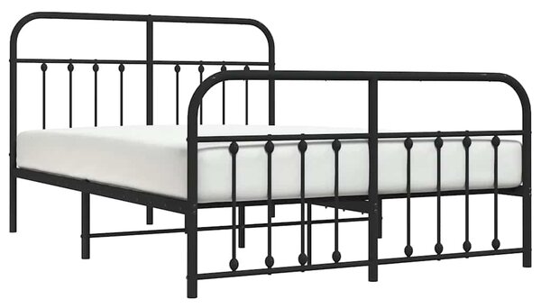 Metalni okvir kreveta uzglavlje i podnožje crni 135x190 cm - Crna / 135 x 190 cm