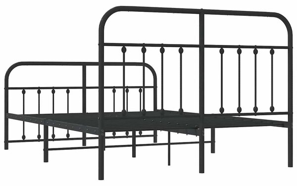 Metalni okvir kreveta uzglavlje i podnožje crni 135x190 cm - Crna / 135 x 190 cm