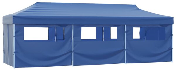Sklopivi šator za zabave s 8 bočnih zidova 870x291x315 cm plavi - Plava / N/A