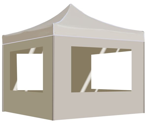 Sklopivi šator za zabave sa zidovima aluminijski 2 x 2 m krem - Krema / N/A