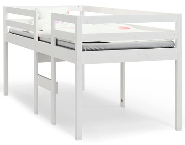 Visoki krevet bijeli 75 x 190 cm od masivne borovine - Bijela / 75 x 190 cm