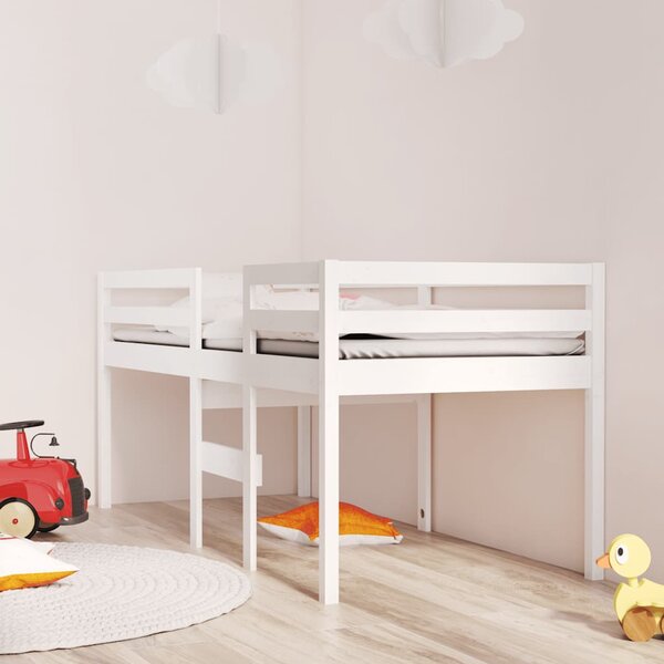 Visoki krevet bijeli 75 x 190 cm od masivne borovine - Bijela / 75 x 190 cm