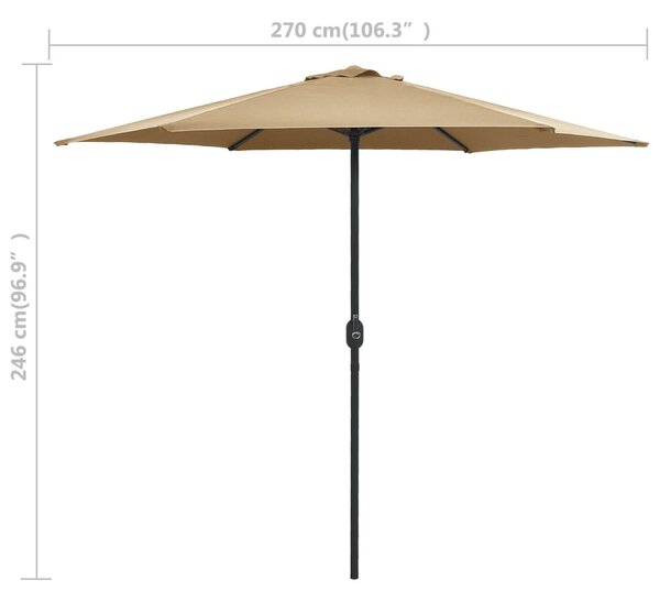 Vrtni suncobran s aluminijskim stupom 270 x 246 cm smeđesivi - Tupe / N/A