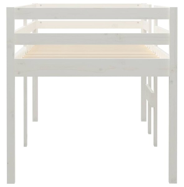 Visoki krevet bijeli 75 x 190 cm od masivne borovine - Bijela / 75 x 190 cm