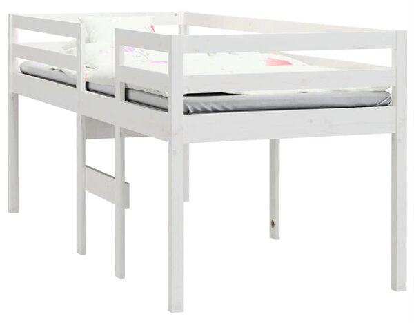 Visoki krevet bijeli 75 x 190 cm od masivne borovine - Bijela / 75 x 190 cm