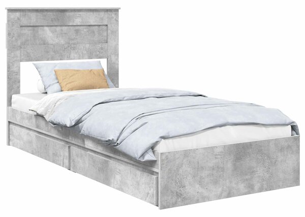 Krevet s od storage Betonski sivi 75 x 190 cm Konstruirano drvo - Siva / 75 x 190 cm