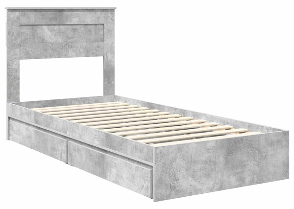 Krevet s od storage Betonski sivi 75 x 190 cm Konstruirano drvo - Siva / 75 x 190 cm