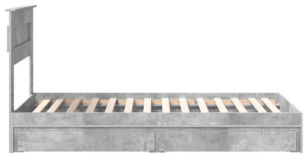 Krevet s od storage Betonski sivi 75 x 190 cm Konstruirano drvo - Siva / 75 x 190 cm