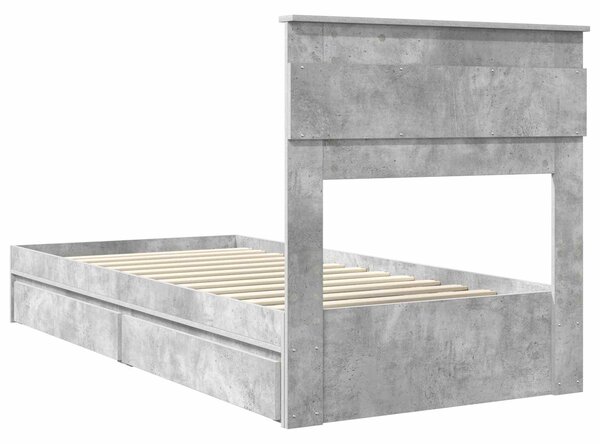 Krevet s od storage Betonski sivi 75 x 190 cm Konstruirano drvo - Siva / 75 x 190 cm