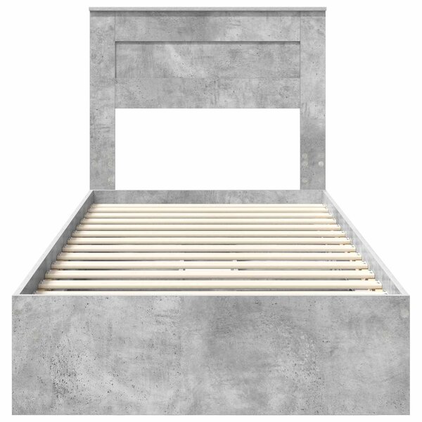 Krevet s od storage Betonski sivi 75 x 190 cm Konstruirano drvo - Siva / 75 x 190 cm