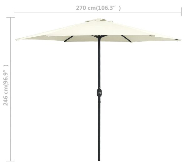 Vrtni suncobran s aluminijskim stupom 270x246 cm pijesak bijeli - Bijela / N/A