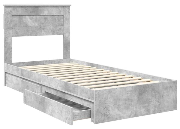 Krevet s od storage Betonski sivi 75 x 190 cm Konstruirano drvo - Siva / 75 x 190 cm