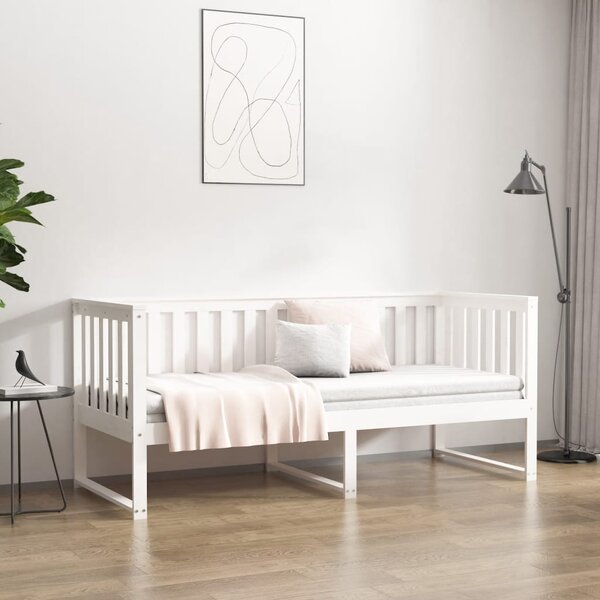 Dnevni krevet bez madraca bijeli 75x190 cm od masivne borovine - Bijela / 75 x 190 cm