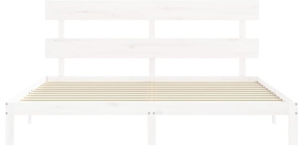 Okvir kreveta s uzglavljem bijeli bračni od masivnog drva - Bijela / 180 x 200 cm