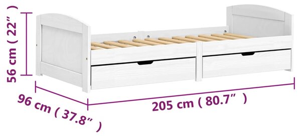 Dnevni ležaj s 2 ladice IRUN bijeli 90x200 cm masivna borovina - Bijela / N/A
