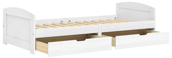 Dnevni ležaj s 2 ladice IRUN bijeli 90x200 cm masivna borovina - Bijela / N/A