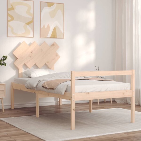 Krevet za starije s uzglavljem za jednu osobu od masivnog drva - Smeđa / 90 x 190 cm