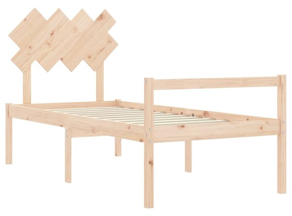 Krevet za starije s uzglavljem za jednu osobu od masivnog drva - Smeđa / 90 x 190 cm