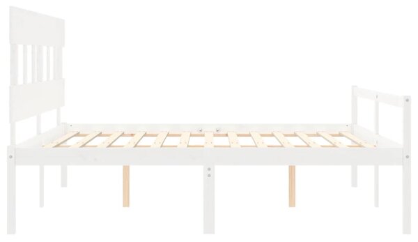Krevet za starije s uzglavljem bijeli 200x200 cm masivnog drva - Bijela / 200 x 200 cm
