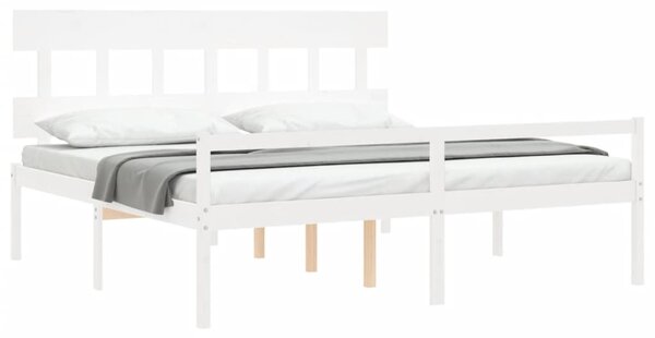 Krevet za starije s uzglavljem bijeli 200x200 cm masivnog drva - Bijela / 200 x 200 cm