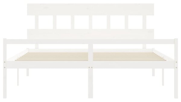 Krevet za starije s uzglavljem bijeli 200x200 cm masivnog drva - Bijela / 200 x 200 cm