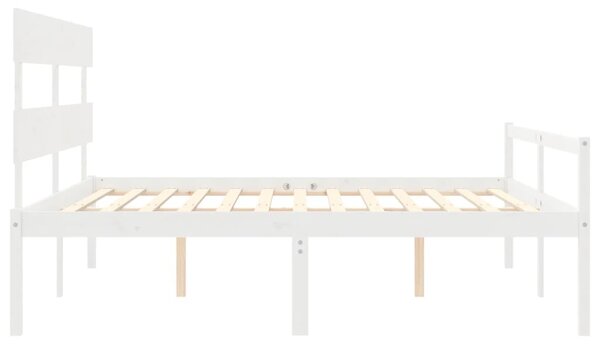 Krevet za starije s uzglavljem bijeli bračni od masivnog drva - Bijela / 180 x 200 cm