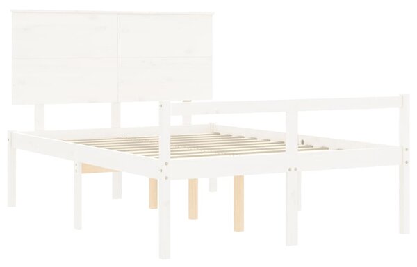 Krevet za starije s uzglavljem bijeli 120x200 cm masivnog drva - Bijela / 120 x 200 cm