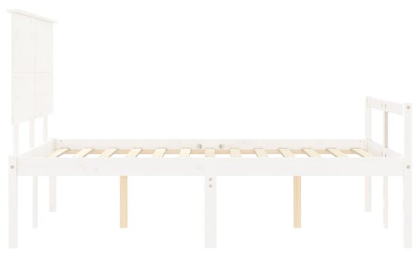 Krevet za starije s uzglavljem bijeli 120x200 cm masivnog drva - Bijela / 120 x 200 cm