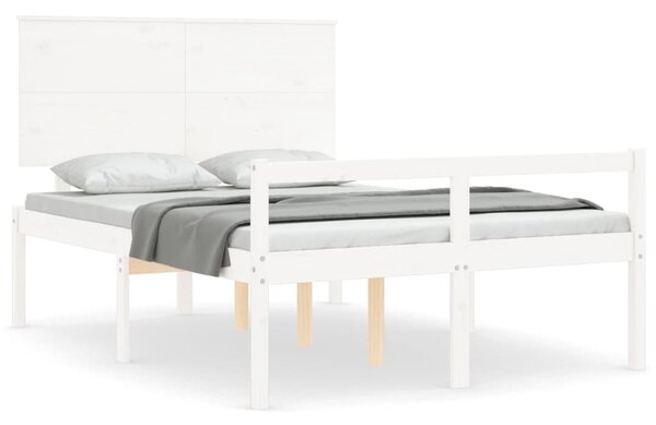 Krevet za starije s uzglavljem bijeli 120x200 cm masivnog drva - Bijela / 120 x 200 cm