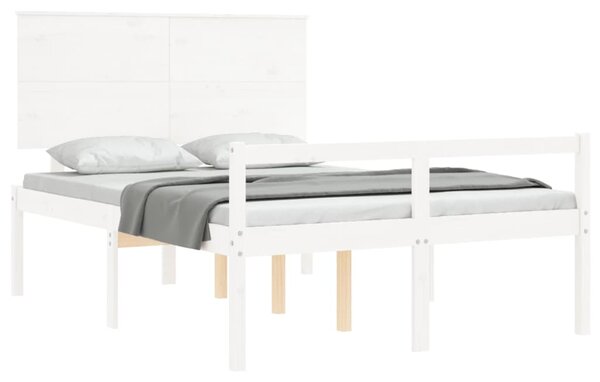 Krevet za starije s uzglavljem bijeli 120x200 cm masivnog drva - Bijela / 120 x 200 cm